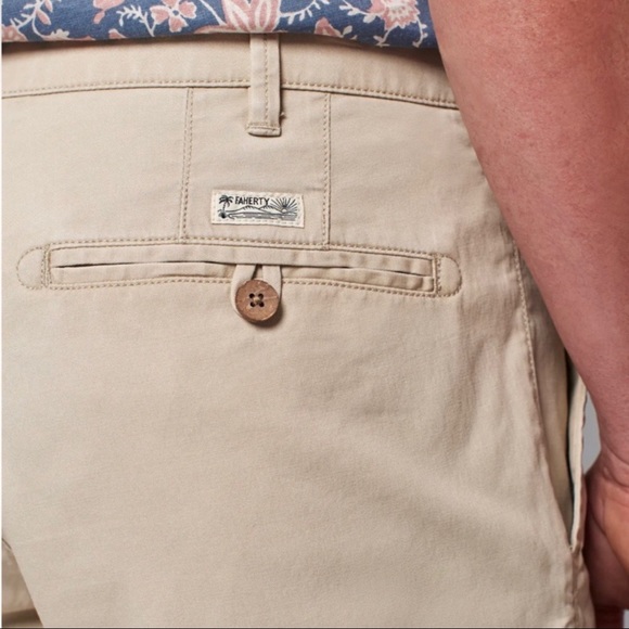 Faherty Island Life Short Mens 38 Organic Cotton Blend Tan Color With Pockets - Picture 15 of 16